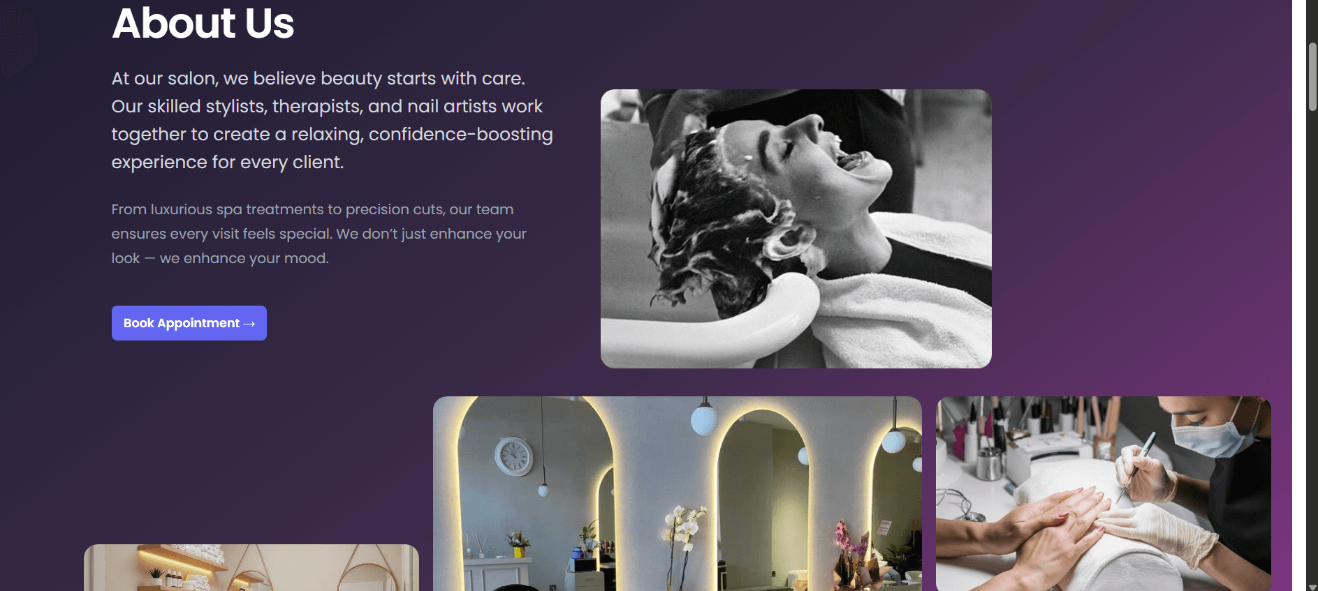 Salon Booking interface